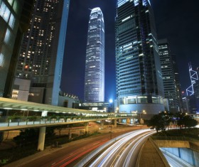 Night city bright lights Stock Photo 03