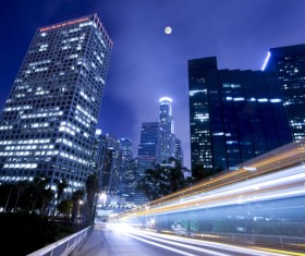 Night city bright lights Stock Photo 04