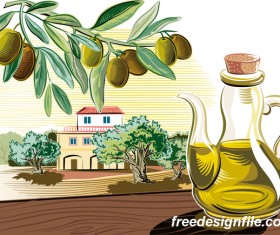 Olive with farm vector