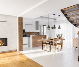 Open living room with dining room Stock Photo 02