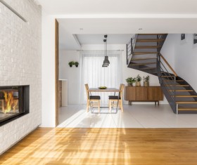 Open living room with dining room Stock Photo 04