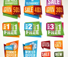 Origami sale labels vector