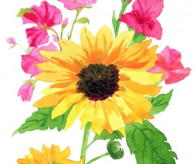 Painted sunflower Stock Photo
