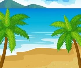 Palm tree with sunset landscape vector free download