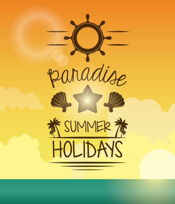 Paradise summer holiday travel poster vector 03