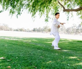 People practicing tai chi in park HD picture 14