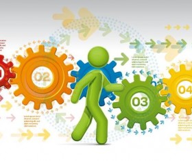 People with gear infographic vector