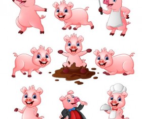 Pig cartoon character cute vector