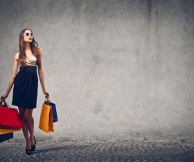 Portable shopping bag fashionable woman Stock Photo