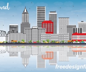 Portland city landscape vectors