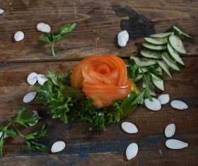 Pretty fruit carved Stock Photo