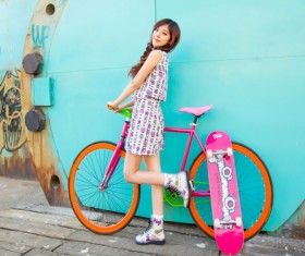 Pure and beautiful girl with cycling HD picture
