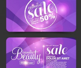 Purple cosmetic discounts card vector