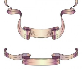 Purple ribbons hand drawn material vector 01