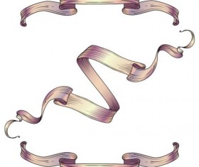 Purple ribbons hand drawn material vector 02