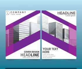 Purple styles brochure cover design vector 01