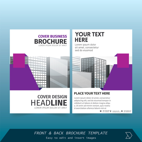 Purple styles brochure cover design vector 02