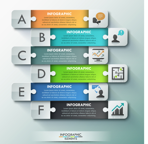 Puzzle banners with infographic template vector
