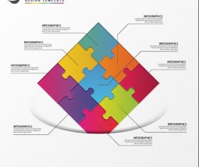 Puzzle with white infographic vector 01