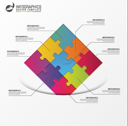 Puzzle with white infographic vector 01