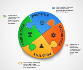 Puzzle with white infographic vector 03
