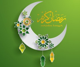 Ramadan background with moon star decorative vector 03