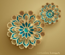 Ramadan background with paper cut flower vector 02