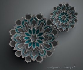 Ramadan background with paper cut flower vector 11
