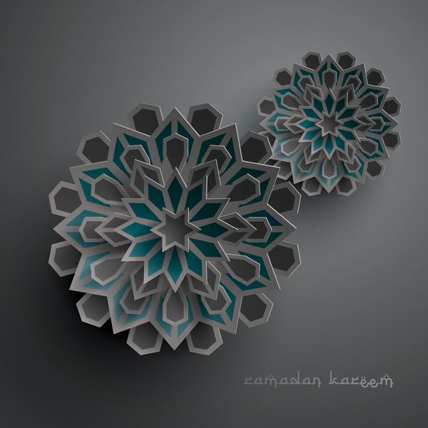 Ramadan background with paper cut flower vector 11
