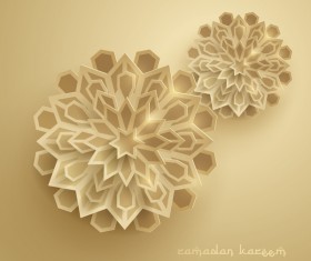 Ramadan background with paper cut flower vector 06