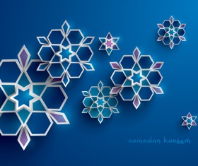Ramadan background with paper cut flower vector 09