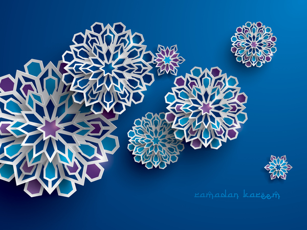 Ramadan background with paper cut flower vector 10