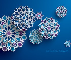 Ramadan background with paper cut flower vector 13