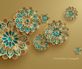 Ramadan background with paper cut flower vector 14