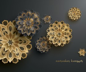 Ramadan background with paper cut flower vector 15