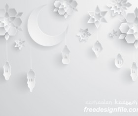 Ramadan background with white decor glantern vector