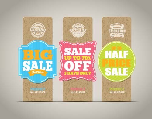 Rectangle sale tag retro styles vector 03