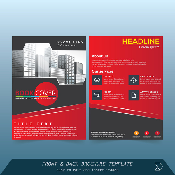 Red styles brochure cover design vector 01