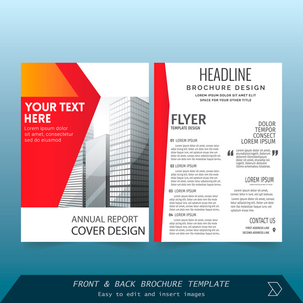 Red styles brochure cover design vector 02