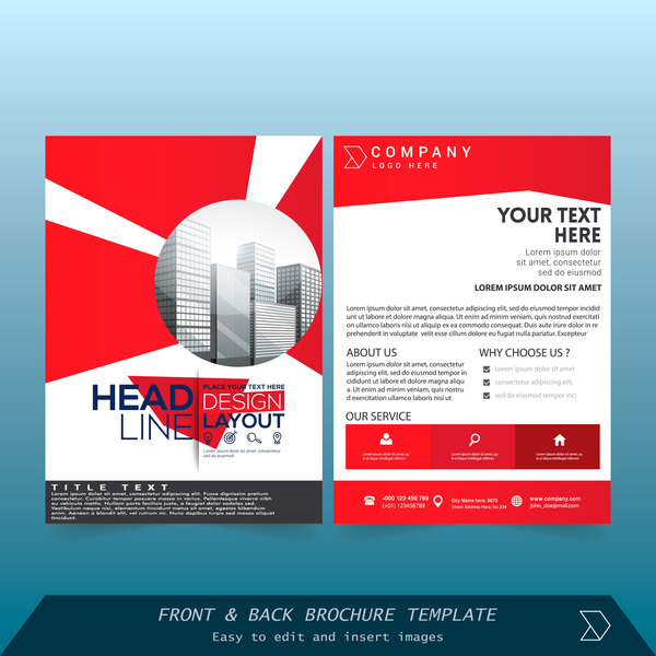 Red styles brochure cover design vector 03