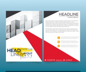 Red styles brochure cover design vector 04