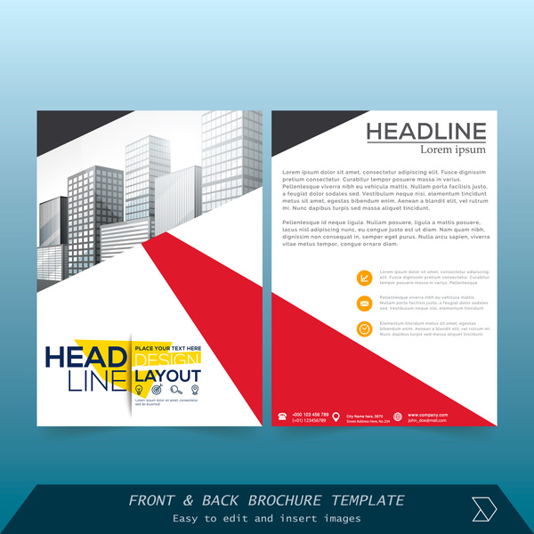 Red styles brochure cover design vector 04