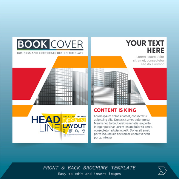 Red styles brochure cover design vector 05