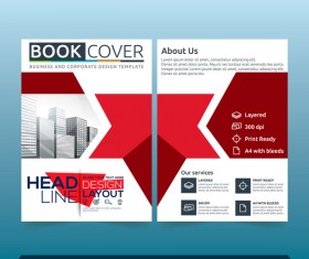 Red styles brochure cover design vector 06
