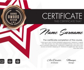 Red styles certificate template vector 03