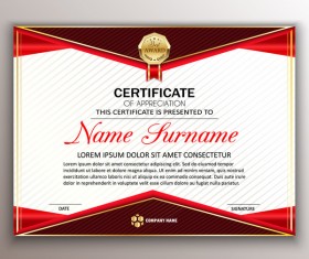 Red styles certificate template vector 05