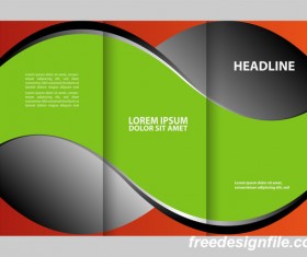 Red with black and green cover for flyer with brochure vector 07