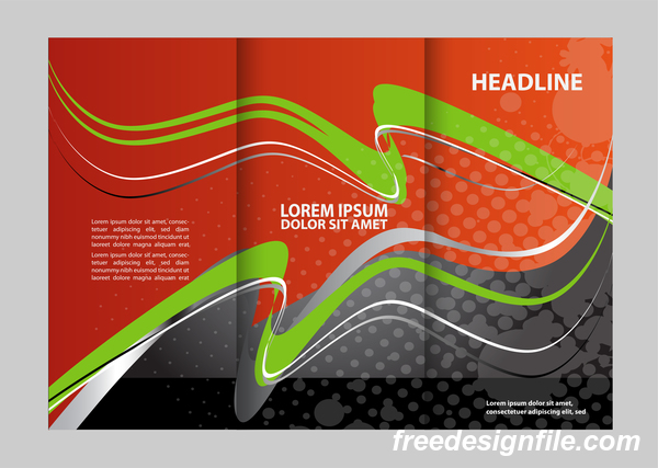 Red with black and green cover for flyer with brochure vector 10