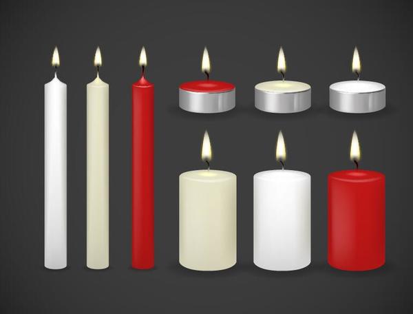 Red with white candle vector material