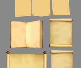 Retro scrolls and book illustration vector 01